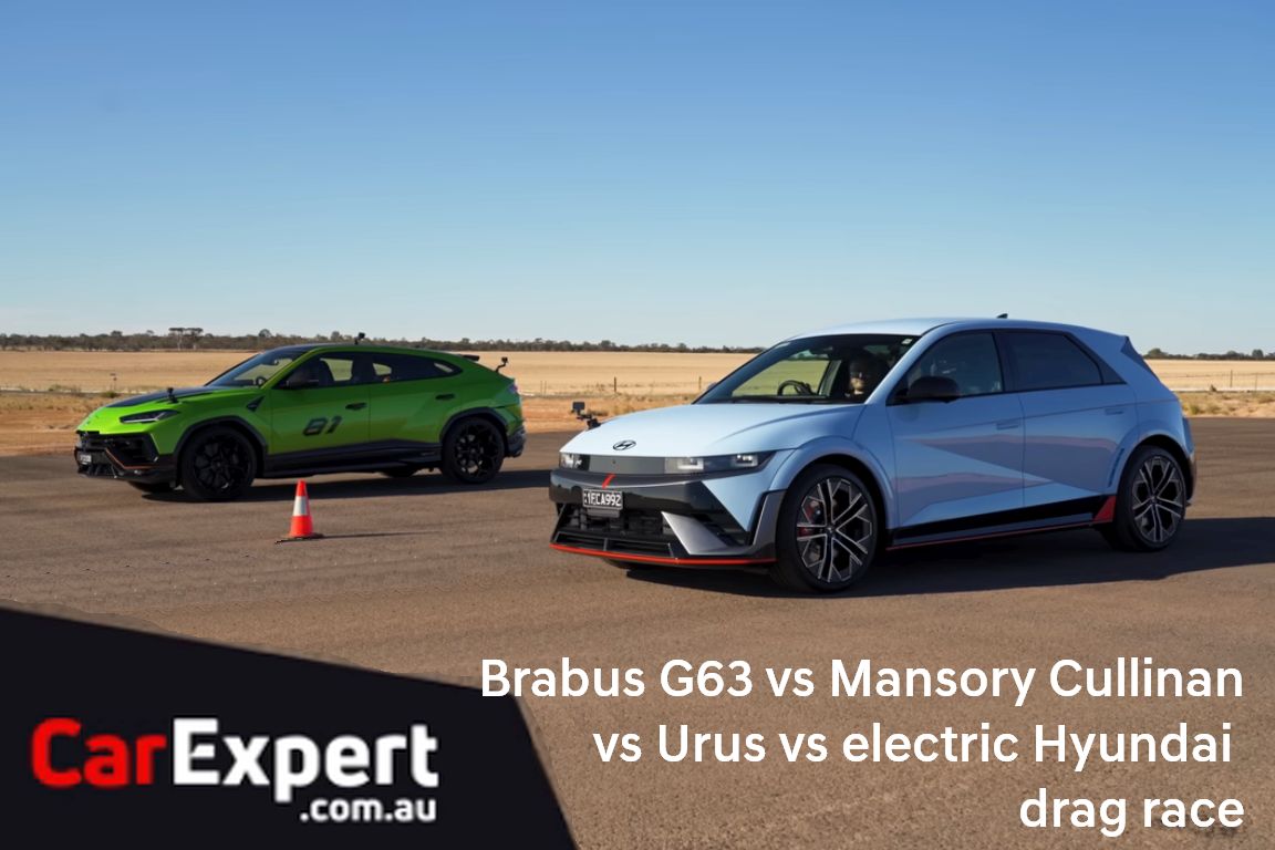 Brabus G63 vs Mansory Cullinan vs Urus vs electric Hyundai drag race - carexpert.com.au